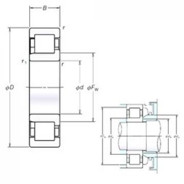 95 mm x 170 mm x 32 mm  NSK NJ219EM محامل أسطوانية